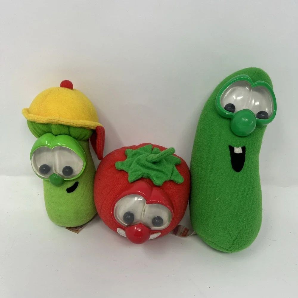 Veggie Tales Plush Googly Eyes Rattle Fisher Price Big Idea Lot (3) Bob Larry - Picture 1 of 8